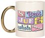 Bellatio Decorations Cadeau koffie/thee mok - de beste juf - van de wereld - goud - 300 ml - keramiek