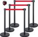 VEVOR Barrières voor Menigtecontrole 90 cm Wachtrijlijn Touw 6-Delige Set Touw Barrière Stanchion Wachtrij Zwart/Rood
