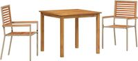 Bol Table de jardin 3 pcs Beige Bois d'acacia massif