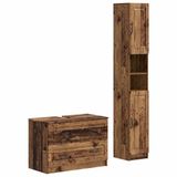 vidaXL - 2-delige - Badkamerkast - Set - UTRECHT - Oud - hout - Bewerkt - hout