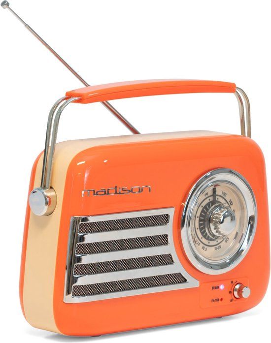 Madison Freesound VR40OR Oranje Retro Radio - Bluetooth, USB & FM