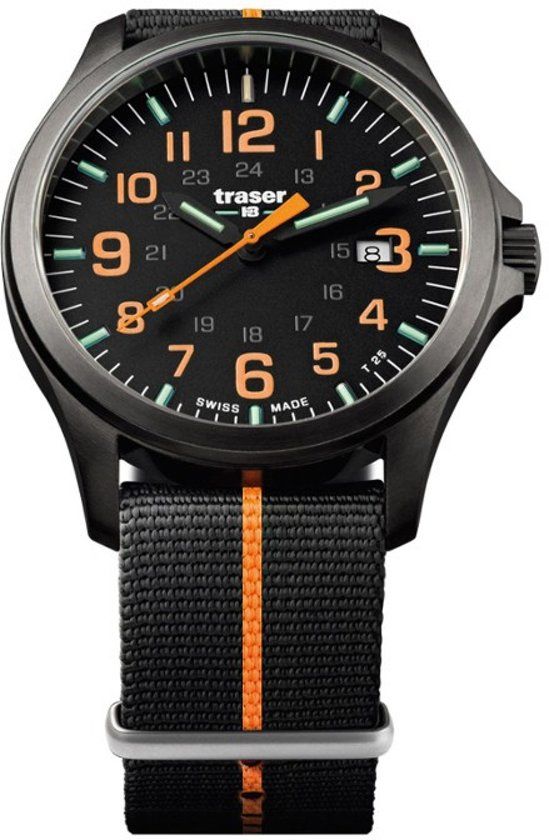 Traser H3 Traser P67 Officer Pro GunMetal Black/Orange textile - horloge - zwart/oranje - Ø 42 mm