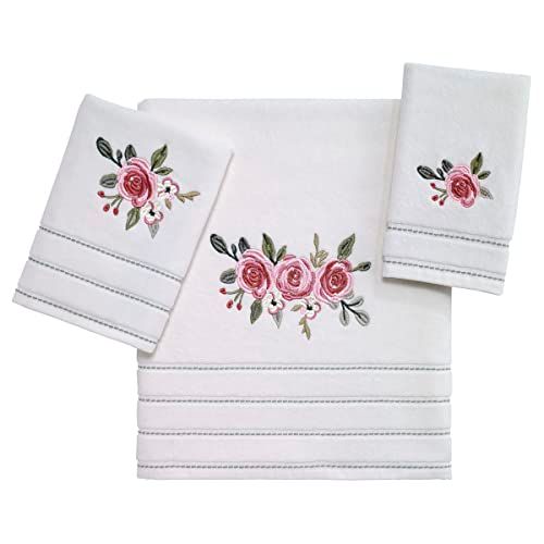 Avanti Linens 3pc Towel Set, Soft & Absorbent Cotton Towels (Spring Garden Collection)