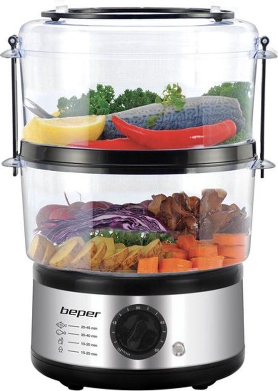 Beper BC.261 - Stoomkoker - RVS - 500W - 2 compartimenten