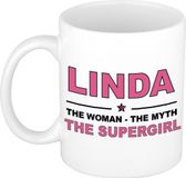 Bellatio Decorations naam cadeau mok - Linda - Woman Myth Supergirl - koffiemok - 300 ml - collega - moederdag