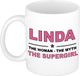Bellatio Decorations naam cadeau mok - Linda - Woman Myth Supergirl - koffiemok - 300 ml - collega - moederdag