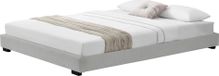 OutdoorMatch lit en bois Dana - modèle bas - similicuir - avec sommier à lattes - 180 x 200 cm - blanc - design classique