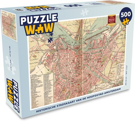 MuchoWow Puzzel Kaart - Amsterdam - Vintage - Legpuzzel - Puzzel 500 stukjes