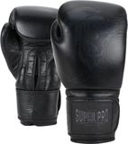 Super Pro Combat Gear Legend Lederen (kick)bokshandschoenen Zwart 12oz