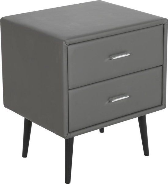 Beliani ESSONNE Nachtkastje - Grijs Kunstleer - Design