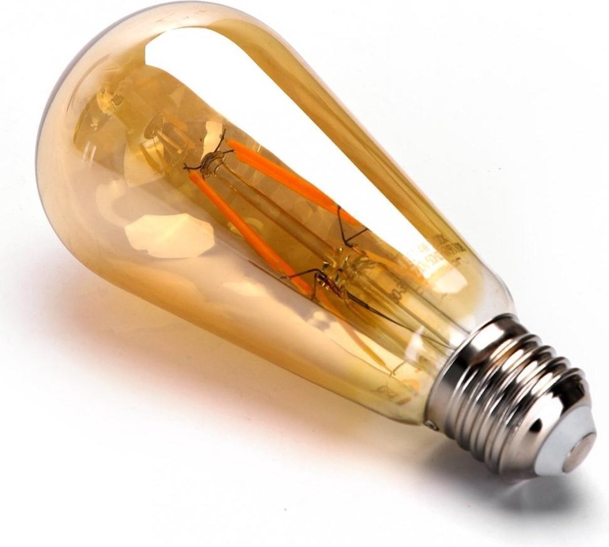 Aigostar Kooldraadlamp E27 Edison ST64 - amber glas | LED 4W=38W gloeilamp | FLAME filament 2200K
