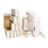 EpilWax Royal Waxing Kit Compleet met: professionele wax heater, 12 Roll-On waxen 100 ml Chocolade (geur), 100 waxing strips, 1 fles van 250 ml na waxen olie (Royal Chocolate 12)