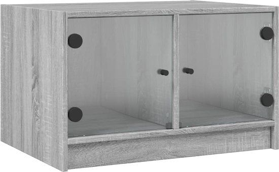 vidaXL Salontafel met glazen deuren 68x50x42 cm grijs sonoma eiken