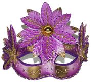 Merkloos / Sans marque Venetiaans oogmasker met bloem - roze/goud - Carnaval verkleed maskers