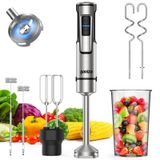 Merkloos Staafmixer handmixer pureerstaaf - 1200 W - 21 snelheden met turbo - Dubbele melkopschuimer - Koper motor - Met hakmolen en mengbeker