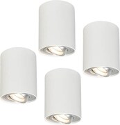 QAZQA Set van 4 Rondoo 1 up Plafond spot 4 lichts Ã 95 mm wit