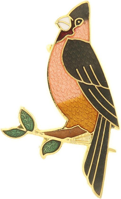 Behave® Broche vogel parkiet zwart emaille