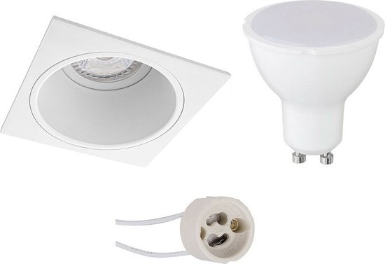 LED Spot Set - Proma Minko Pro - GU10 Fitting - Dimbaar - Inbouw Vierkant - Mat Wit - 6W - Helder/Koud Wit 6400K - Verdiept - 90mm