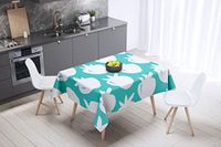 Bonamaison Tafelkleed, Anti-Mold, Sneldrogend, Waterdicht, 100% Polyester Tafellaken, Turkoois, wit, 140 x 140 Cm
