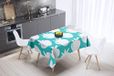 Bonamaison Tafelkleed, Anti-Mold, Sneldrogend, Waterdicht, 100% Polyester Tafellaken, Turkoois, wit, 140 x 140 Cm