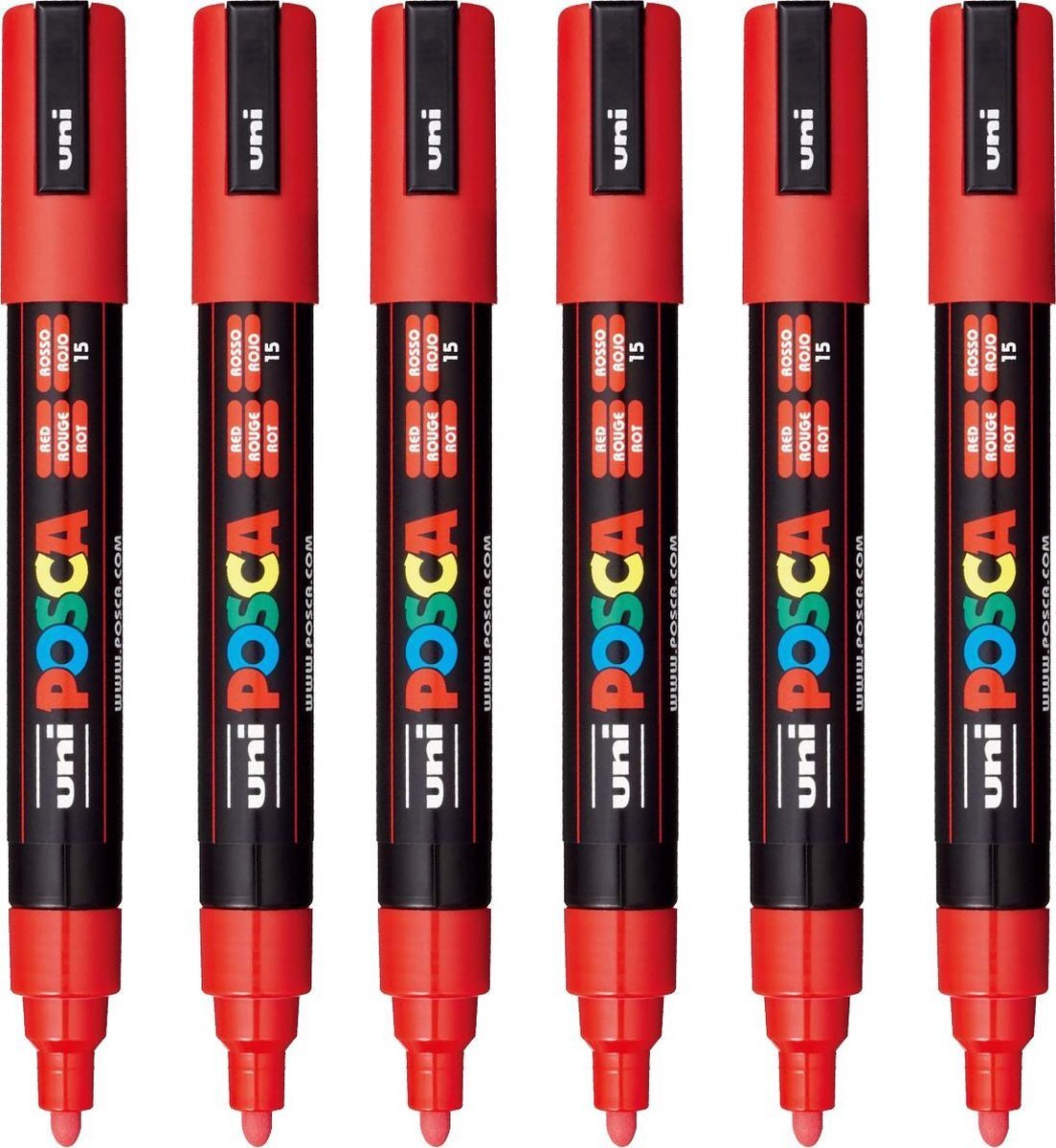 Posca Stiften PC-5M Medium Tip - verfstiften - Rood - 6 stuks