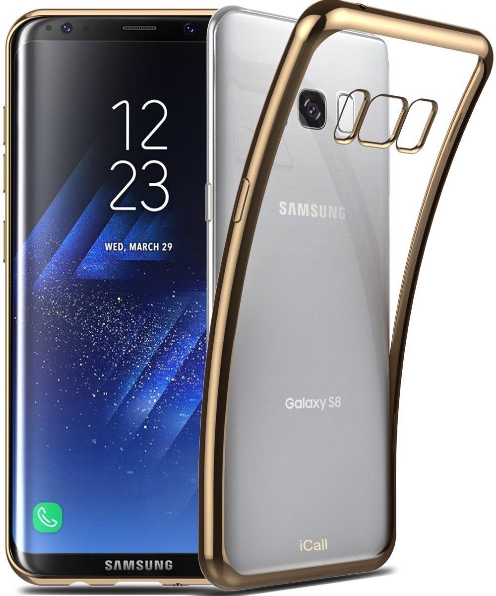 iCall Hoesje Transparant voor Samsung Galaxy S8 - Goud Siliconen TPU Hoesje