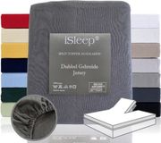 iSleep Dubbel Gebreide Jersey Split-Topper Hoeslaken - Litsjumeaux - 180x200/210/220 - Antraciet