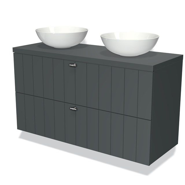 Maxaro Badkamermeubel Modulo Plato 120cm Donkergrijs 2 Lades Lamel