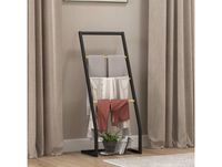 HOMCOM Porte-serviettes bambou/acier 4 barres noir naturel