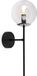 SIENA Lampe murale, noir, chrome, 1 lampe, abat-jour en verre transparent, douille E14