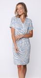 Pastunette Premium - Nachthemd - Skyway - Ecovero Viscose- Blauw/Ecru - Maat 40