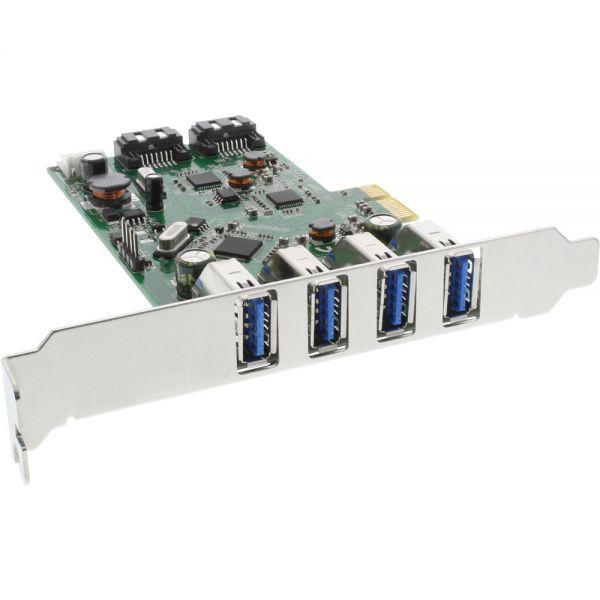 Inline PCIe kaart - 4x USB3.0 + 2x SATA600