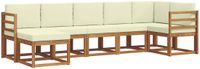 vidaXL - Hoek loungeset - 7 zitplaatsen - Natuurlijk en crème - Acacia hout