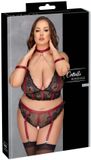 Cottelli Longline Beha Bondage Lingerie Set Zwart/Rood XL