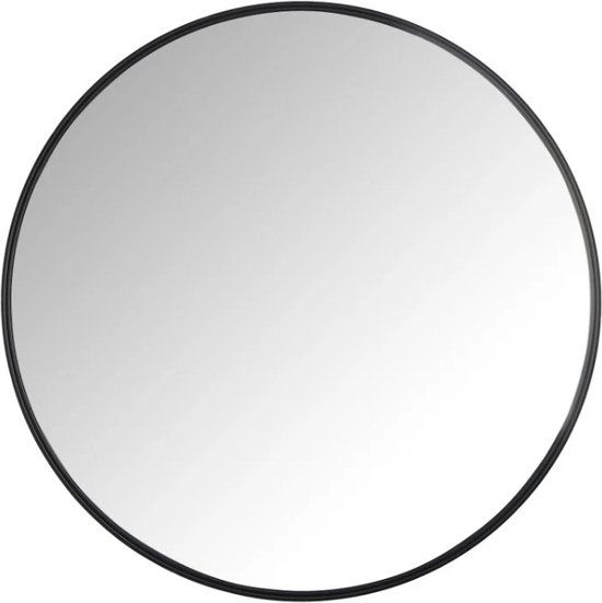 vtwonen Ronde Spiegel - 30cm - Diep Zwart - Metaal - Wandspiegel - Modern