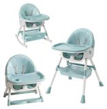 Chaise haute pour bébé - Chaise d'enfant avec siège bébé - Réglable en hauteur, pliable - Rembourré - Plateau repas - Roues - Pivotant - Bleu