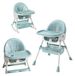 Chaise haute pour bébé - Chaise d'enfant avec siège bébé - Réglable en hauteur, pliable - Rembourré - Plateau repas - Roues - Pivotant - Bleu