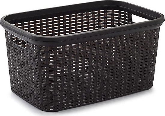 PLASTICFORTE Rotan wasmand - 35 liter - bruin - kunststof - 53 x 36 x 26 cm