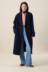 Sissy-Boy Wollen Jas Dames - Donkerblauw - Maat L - Lange Mouw - Casual - 2024