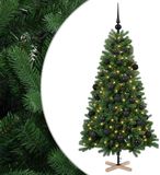 vidaXL Kunstkerstboom met kerstbal 150 cm 150 LED's Warmwit PVC Groen