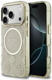 Guess Peony Hot Stamp iPhone 17 Pro Hoesje MagSafe Back Cover Goud Beige
