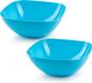 Plasticforte serveerschaal/saladeschaal - 2x - D28 x H11 cm - kunststof - blauw - 4800 ml