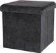 Urban Living Poef - hocker - opbergbox zit krukje - velvet zwart - polyester/mdf - 38 x 38 cm - opvouwbaar