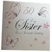 White Cotton Cards Grote Vintage vlinders, 50 aan mijn zus hebben een prachtige handgemaakte 50e verjaardagskaart, XPD30-50