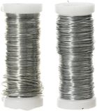 Decoris Binddraad/wikkeldraad - 2x rolletjes - zilver - 30 m x 0,3 mm - hobbydraad/bloemendraad