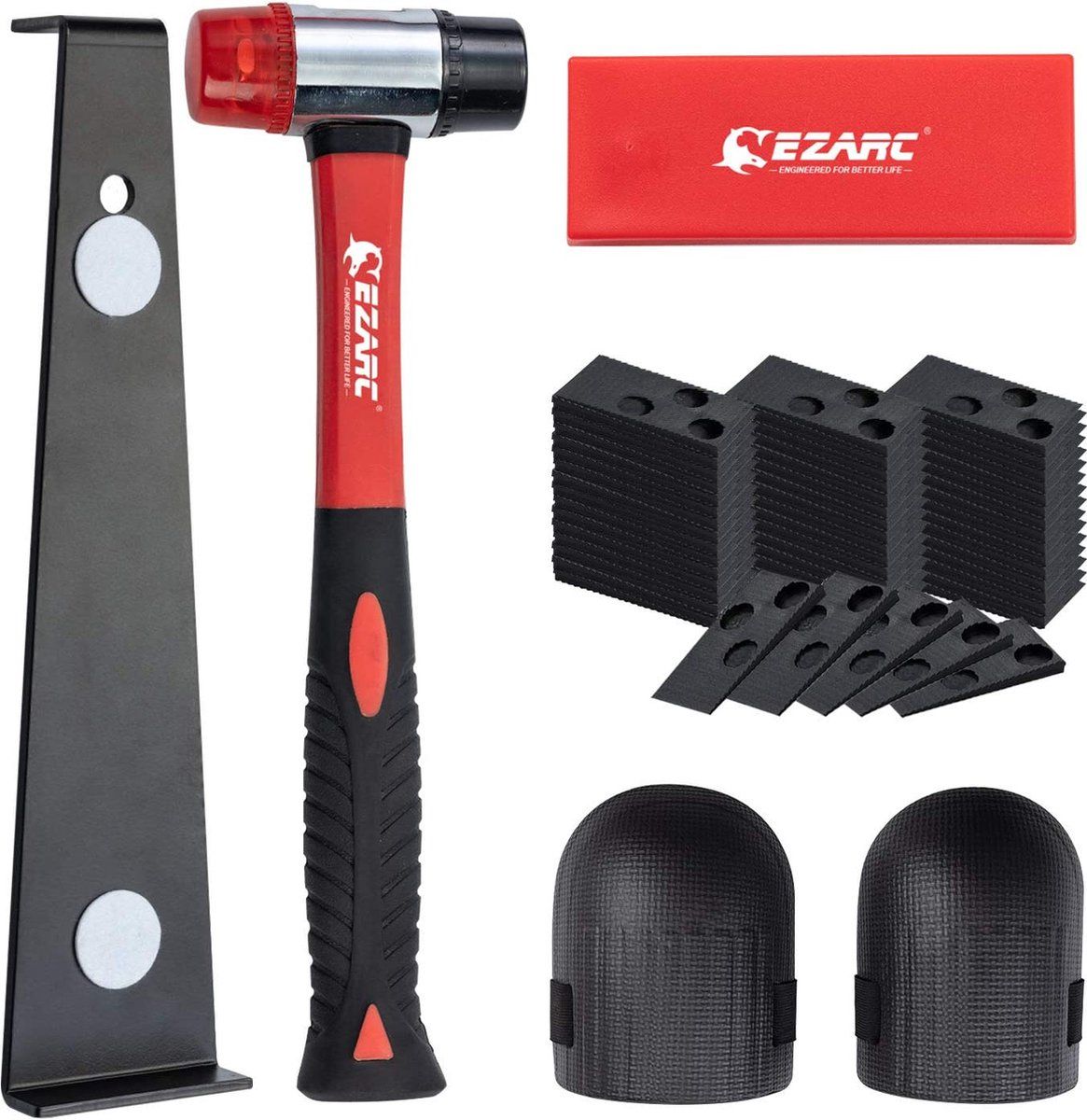 Ezarc Laminaat Vloer Installatieset - Met Slagblok, Trekstang, Hamer, Kniekussen & 60 Afstandhouders