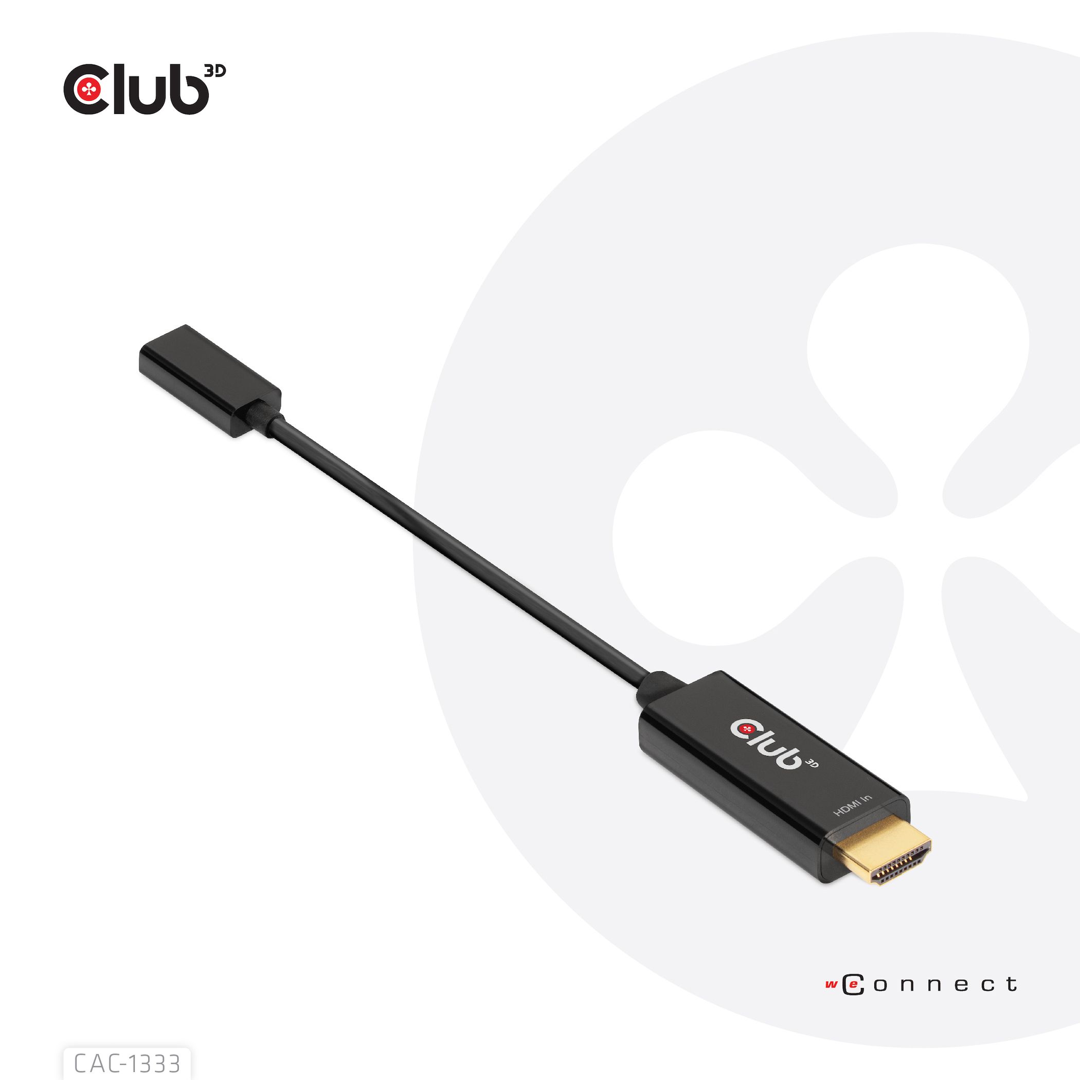 Club 3D HDMI Male to USB-C Female Adapter - 0.22m - Black