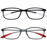 Opulize Ice 2 Stuks Super Lichtgewicht Leesbril Zwart Grijs Vrouwen Mannen RR61-17 +2,50