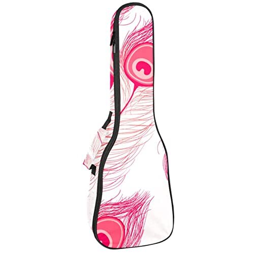 Mersov Tenor Ukulele Gigbag Waterdichte Ukelele Case Gewatteerde Rugzak, Geweldig voor Sopraan Concert (21/23/24") Roze Pauw Patroon