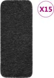 vidaXL Trapmatten - 15 st - anti-slip - rechthoekig - 60x25 cm - antracietkleur